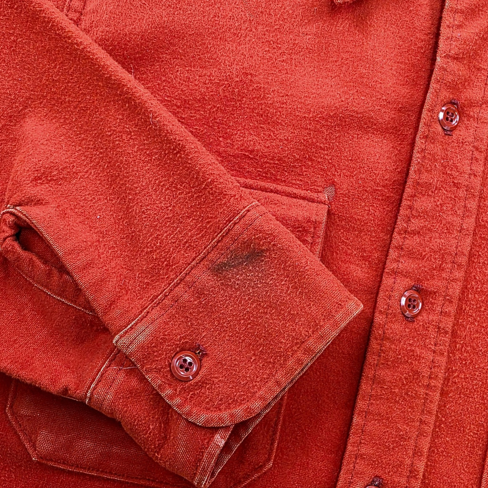 Vtg Americana Workwear Woolrich Chamois Shirt Men’s L Red Heavyweight Heritage - Picture 9 of 13